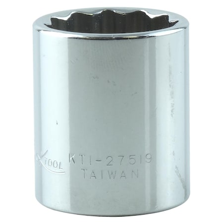 K-Tool International 3/8" Drive, 19mm Metric Socket, 12 Points, Chrome 3/8" Drive, 19mm, 12Pt KTI-27519